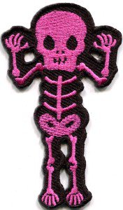 Skull skeleton goth punk emo horror biker sew applique iron-on patch S-453
