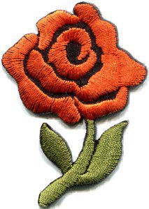 Orange rose tattoo biker love retro boho sew sewing applique iron-on patch S-448