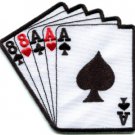 Full house aces eights playing cards biker retro applique iron-on patch S-464