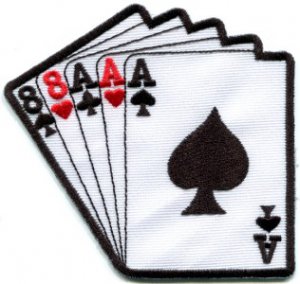Full house aces eights playing cards biker retro applique iron-on patch S-464