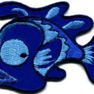 Fish retro fun blue applique iron-on patch S-227