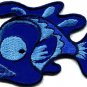 Fish retro fun blue applique iron-on patch S-227