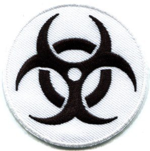 Biohazard symbol sign danger poison toxic warning applique iron-on patch S-242