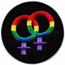 Lesbian symbol gay pride rainbow disco retro LGBT iron-on patch S-141