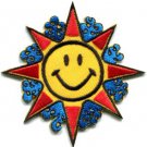 Sun smiley face hippie groovy 70s retro boho applique iron-on patch S-302