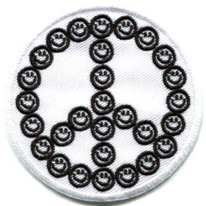 Smiley face peace sign hippie 70s retro boho love weed iron-on patch S-25
