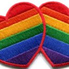 Gay lesbian pride rainbow flag love hearts LGBT applique iron-on patch S-138