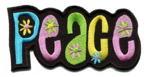 Peace sign hippie retro boho love weed flower power applique iron-on patch S-30