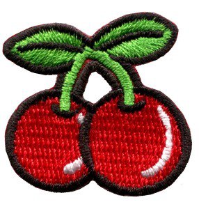 Cherry cherries fruit retro boho biker applique iron-on patch S-193