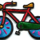 Bicycle retro bike cycle cyclist 70s kids fun applique iron-on patch S-126