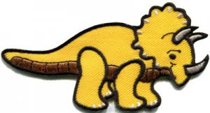 Triceratops dinosaur fun kids applique iron-on patch S-299