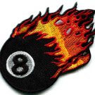 Flaming eight ball retro biker pool applique iron-on patch S-268