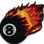 Flaming eight ball retro biker pool applique iron-on patch S-268