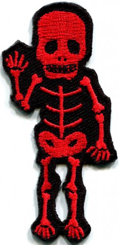 Skull skeleton goth horror rock metal blood red applique iron-on patch S-263