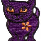 Kitty cat kitten retro embroidered applique iron-on patch S-211