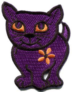 Kitty cat kitten retro embroidered applique iron-on patch S-211