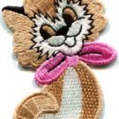 Kitty cat kitten retro embroidered applique iron-on patch S-213