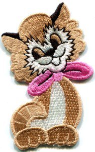 Kitty cat kitten retro embroidered applique iron-on patch S-213