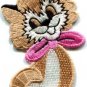 Kitty cat kitten retro embroidered applique iron-on patch S-213