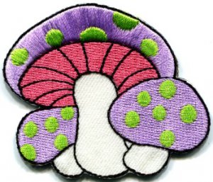 Mushroom boho 70s hippie retro love peace weed pot applique iron-on patch S-73