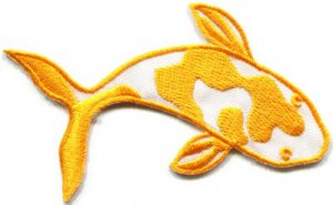 Japanese koi carp fish tattoo Japan love yellow applique iron-on patch S-432