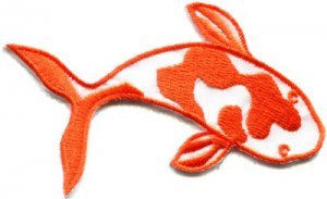 Japanese koi carp fish tattoo Japan love orange applique iron-on patch S-434