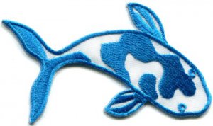 Japanese koi carp fish tattoo Japan love blue applique iron-on patch S-433