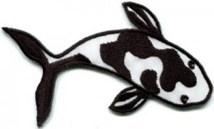 Japanese koi carp fish tattoo Japan love black applique iron-on patch S-435