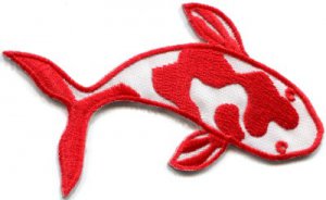 Japanese koi carp fish tattoo Japan love red applique iron-on patch S-436