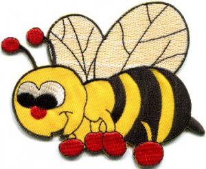 Honeybee honey bee insect fun retro sew sewing applique iron-on patch S-419