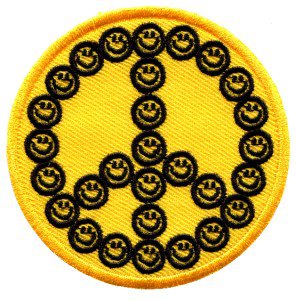 Smiley face peace sign hippie retro boho love weed applique iron-on patch S-24