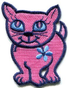 Kitty cat kitten retro embroidered applique iron-on patch S-209