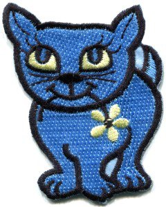 Kitty cat kitten retro embroidered applique iron-on patch S-210