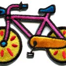 Bicycle retro bike cycle cyclist kids fun 70s applique iron-on patch S-123