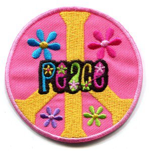 Peace sign hippie retro boho love weed applique iron-on patch S-23