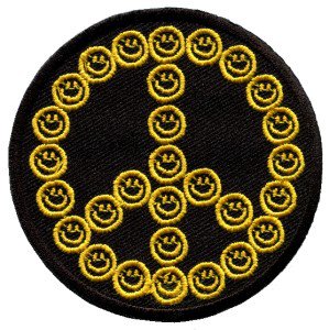 Smiley face peace sign hippie 70s retro boho iron-on patch S-26