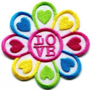 Flower power boho hippie retro love peace weed applique iron-on patch S-122