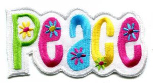 Peace sign hippie retro boho love weed applique iron-on patch S-32