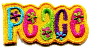 Love peace boho hippie flower power retro weed applique iron-on patch S-33
