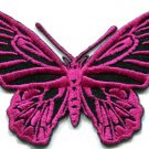 Butterfly hot pink hippie retro boho embroidered applique iron-on patch S-176