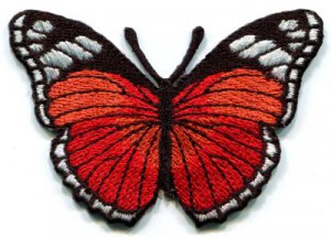 Butterfly red hippie retro boho embroidered applique iron-on patch S-158