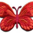 Butterfly hippie boho retro red embroidered applique iron-on patch S-169