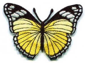 Butterfly yellow hippie retro boho embroidered applique iron-on patch S-161