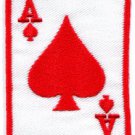 Ace of Clubs red playing cards retro biker rat pack applique iron-on patch S-14