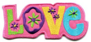 Love peace boho hippie flower power retro weed applique iron-on patch S-38