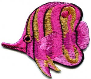 Angelfish fish pink applique iron-on patch S-221