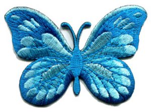 Butterfly blue hippie retro boho embroidered applique iron-on patch S-171