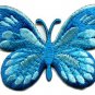 Butterfly blue hippie retro boho embroidered applique iron-on patch S-171