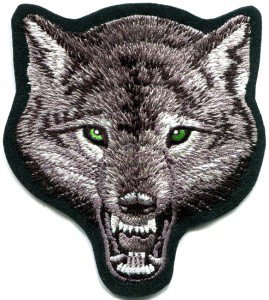 Gray wolf wolves canis lupus biker applique iron-on patch 3.5 X 4 inches S-395