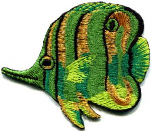 Angelfish fish green applique iron-on patch S-224